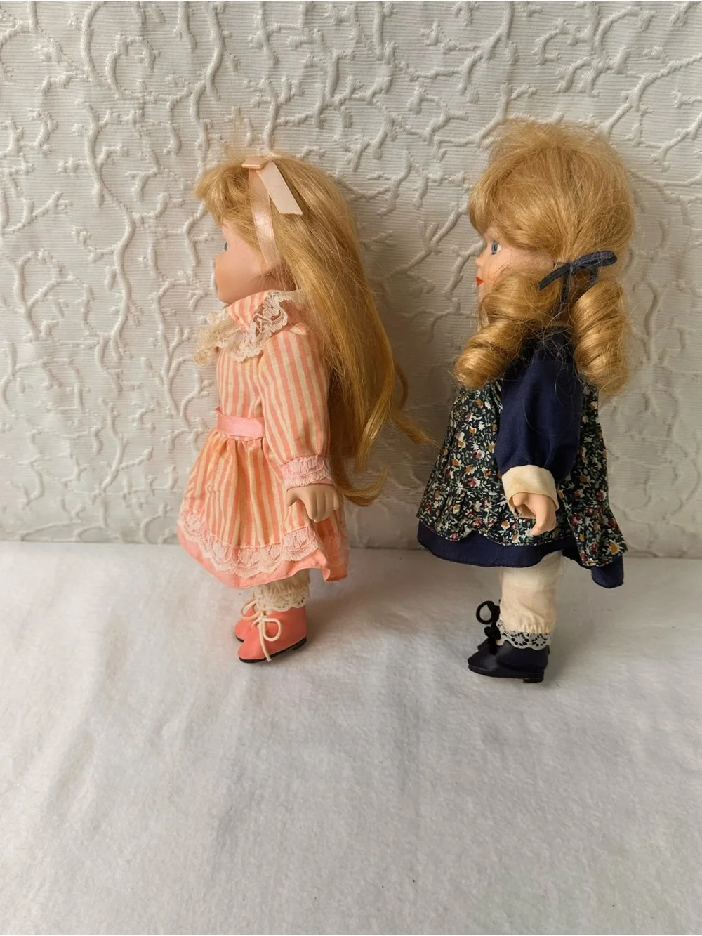 Classic Collectible Porcelain Doll in Pink and Navy - Set of 2
